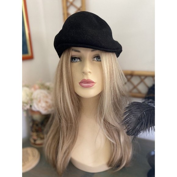 Country Gentleman Black‎ 100% Wool Newsboy Cap Hat Fitted Medium Size Vintage - Picture 11 of 16